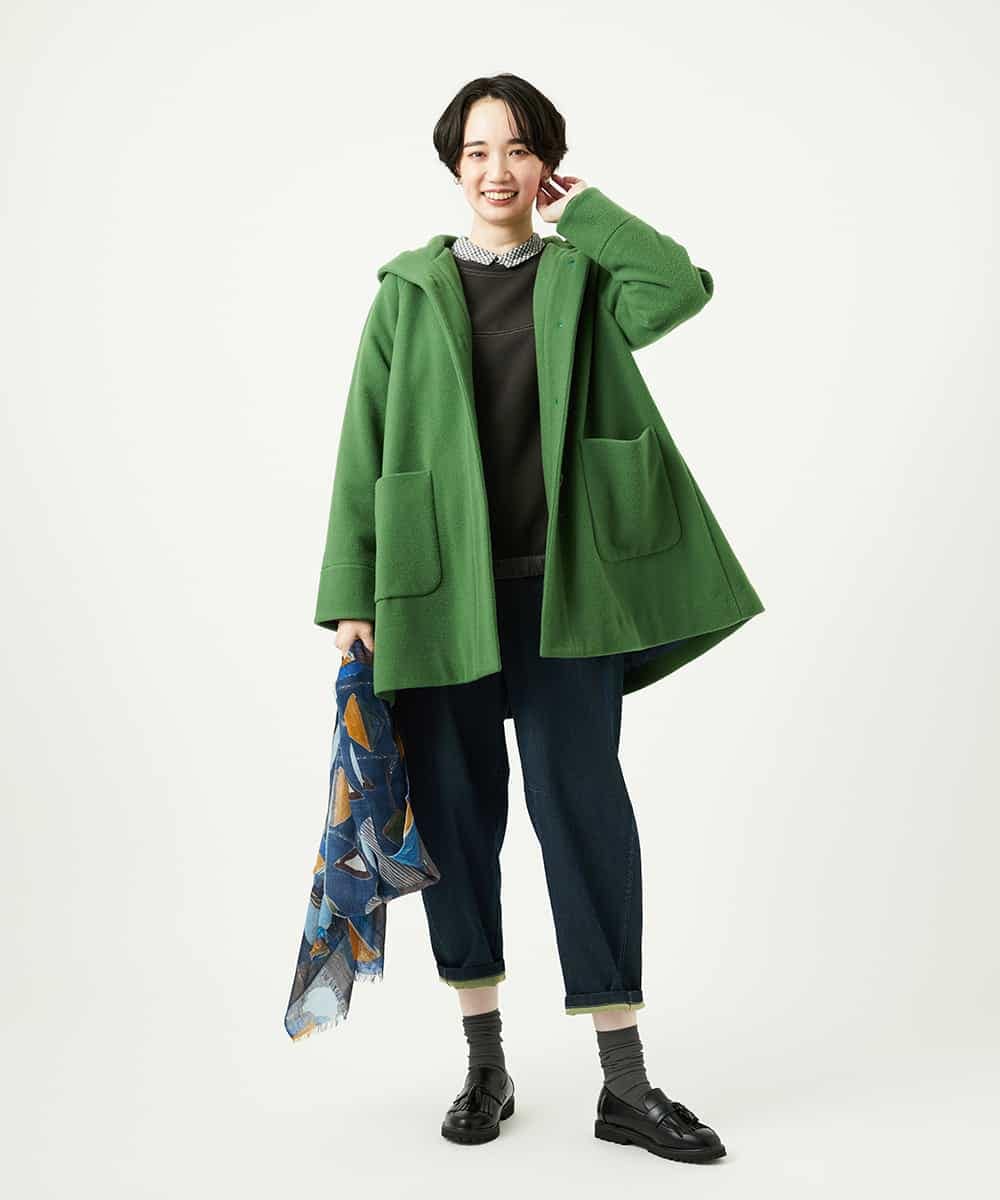 NHVAE32590 GIANNI LO GIUDICE(小さいサイズ)(メゾン ドゥ サンク) ウールモッサフーディーコート ベージュ