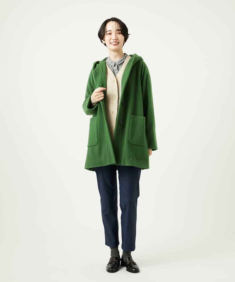 NHVAE32590 GIANNI LO GIUDICE(小さいサイズ)(メゾン ドゥ サンク) ウールモッサフーディーコート ベージュ
