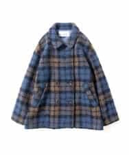 NHVAE33690 GIANNI LO GIUDICE(小さいサイズ)(メゾン ドゥ サンク) ループチェックウールコート ネイビー