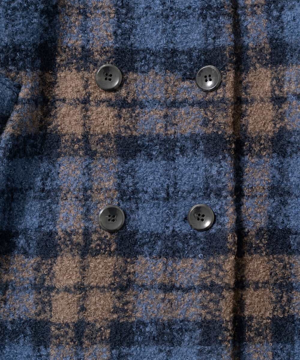 NHVAE33690 GIANNI LO GIUDICE(小さいサイズ)(メゾン ドゥ サンク) ループチェックウールコート ネイビー