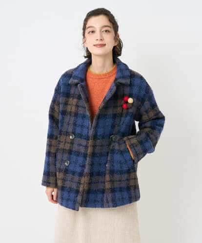 NHVAE33690 GIANNI LO GIUDICE(小さいサイズ) ループチェックウールコート