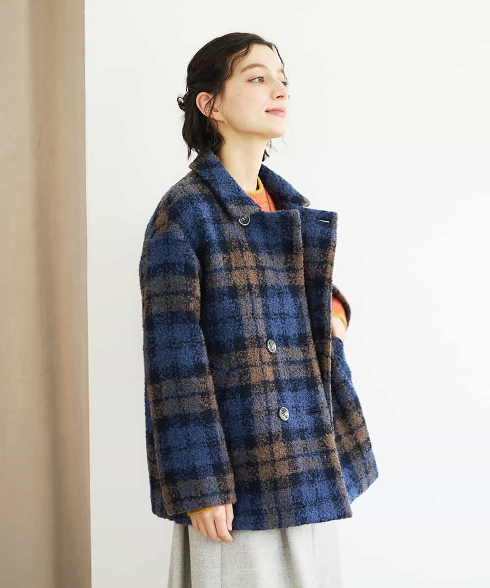 NHVAE33690 GIANNI LO GIUDICE(小さいサイズ) ループチェックウールコート