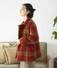 NHVAE33690 GIANNI LO GIUDICE(小さいサイズ)(メゾン ドゥ サンク) ループチェックウールコート ネイビー系