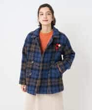 NHVAE33690 GIANNI LO GIUDICE(小さいサイズ)(メゾン ドゥ サンク) ループチェックウールコート ネイビー系