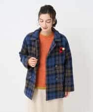 NHVAE33690 GIANNI LO GIUDICE(小さいサイズ)(メゾン ドゥ サンク) ループチェックウールコート ネイビー系