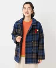 NHVAE33690 GIANNI LO GIUDICE(小さいサイズ)(メゾン ドゥ サンク) ループチェックウールコート ネイビー系