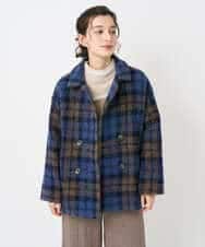 NHVAE33690 GIANNI LO GIUDICE(小さいサイズ)(メゾン ドゥ サンク) ループチェックウールコート ネイビー系