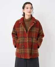 NHVAE33690 GIANNI LO GIUDICE(小さいサイズ)(メゾン ドゥ サンク) ループチェックウールコート ネイビー系