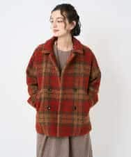 NHVAE33690 GIANNI LO GIUDICE(小さいサイズ)(メゾン ドゥ サンク) ループチェックウールコート ネイビー系