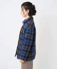 NHVAE33690 GIANNI LO GIUDICE(小さいサイズ)(メゾン ドゥ サンク) ループチェックウールコート ネイビー系