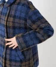 NHVAE33690 GIANNI LO GIUDICE(小さいサイズ)(メゾン ドゥ サンク) ループチェックウールコート ネイビー系