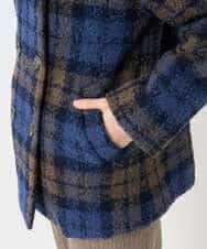 NHVAE33690 GIANNI LO GIUDICE(小さいサイズ)(メゾン ドゥ サンク) ループチェックウールコート ネイビー系