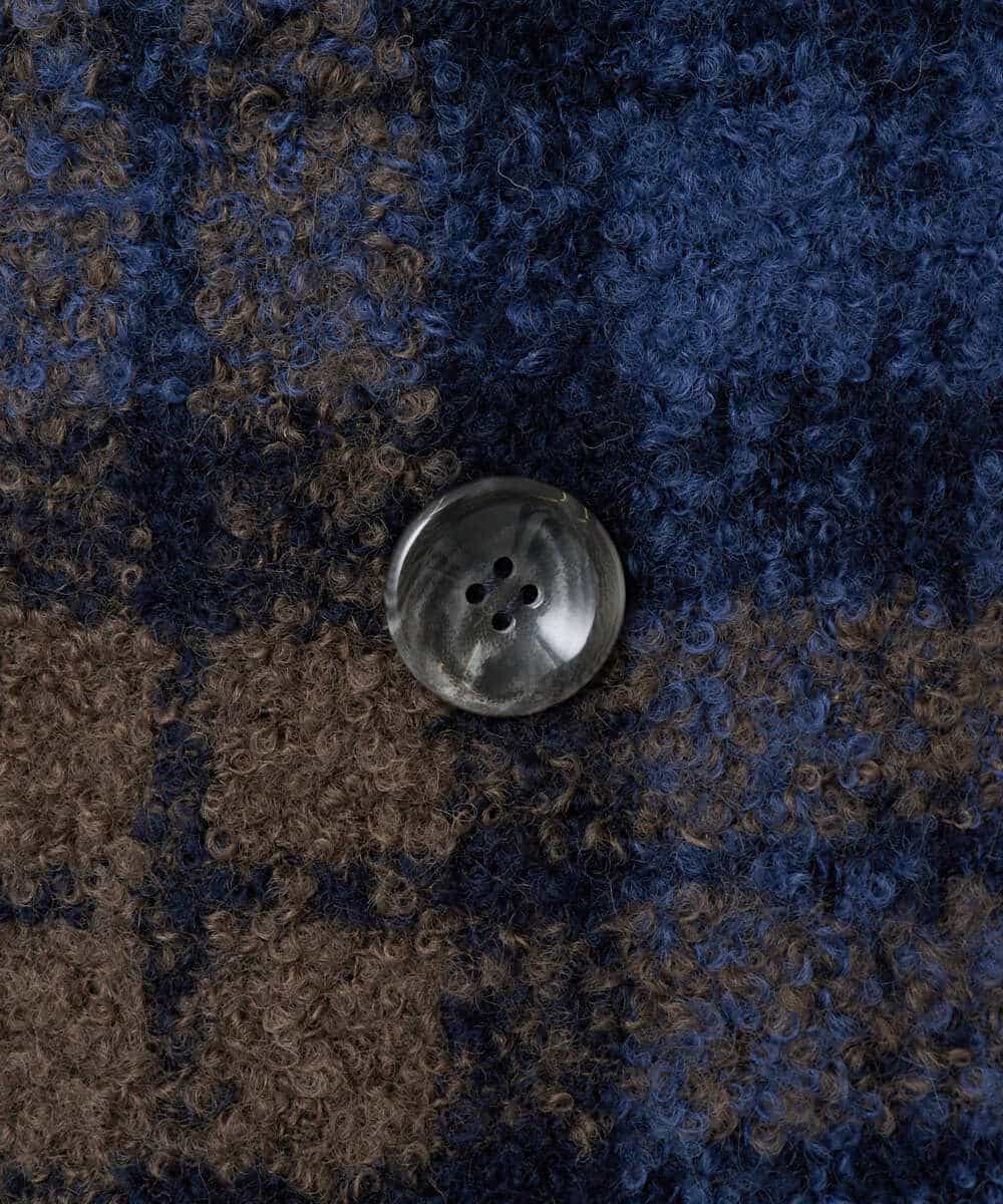 NHVAE33690 GIANNI LO GIUDICE(小さいサイズ)(メゾン ドゥ サンク) ループチェックウールコート ネイビー系
