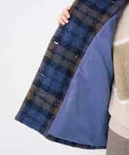 NHVAE33690 GIANNI LO GIUDICE(小さいサイズ)(メゾン ドゥ サンク) ループチェックウールコート ネイビー系