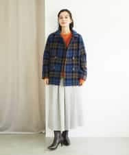 NHVAE33690 GIANNI LO GIUDICE(小さいサイズ)(メゾン ドゥ サンク) ループチェックウールコート ネイビー系