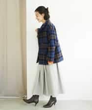 NHVAE33690 GIANNI LO GIUDICE(小さいサイズ)(メゾン ドゥ サンク) ループチェックウールコート ネイビー系