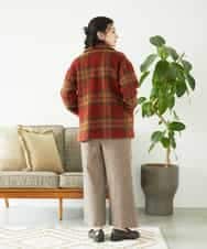 NHVAE33690 GIANNI LO GIUDICE(小さいサイズ)(メゾン ドゥ サンク) ループチェックウールコート ネイビー系