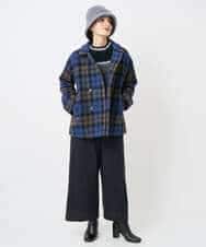 NHVAE33690 GIANNI LO GIUDICE(小さいサイズ)(メゾン ドゥ サンク) ループチェックウールコート ネイビー系