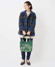 NHVAE33690 GIANNI LO GIUDICE(小さいサイズ)(メゾン ドゥ サンク) ループチェックウールコート ネイビー系