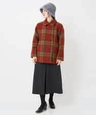 NHVAE33690 GIANNI LO GIUDICE(小さいサイズ)(メゾン ドゥ サンク) ループチェックウールコート ネイビー系