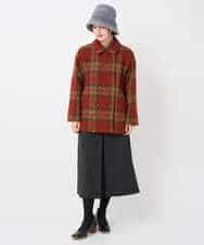 NHVAE33690 GIANNI LO GIUDICE(小さいサイズ)(メゾン ドゥ サンク) ループチェックウールコート ネイビー系