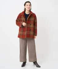 NHVAE33690 GIANNI LO GIUDICE(小さいサイズ)(メゾン ドゥ サンク) ループチェックウールコート ネイビー系