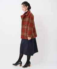 NHVAE33690 GIANNI LO GIUDICE(小さいサイズ)(メゾン ドゥ サンク) ループチェックウールコート ネイビー系