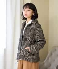 NHVAH36690 GIANNI LO GIUDICE(小さいサイズ)(メゾン ドゥ サンク) [日本製]グレンチェックツイードコート ブラック