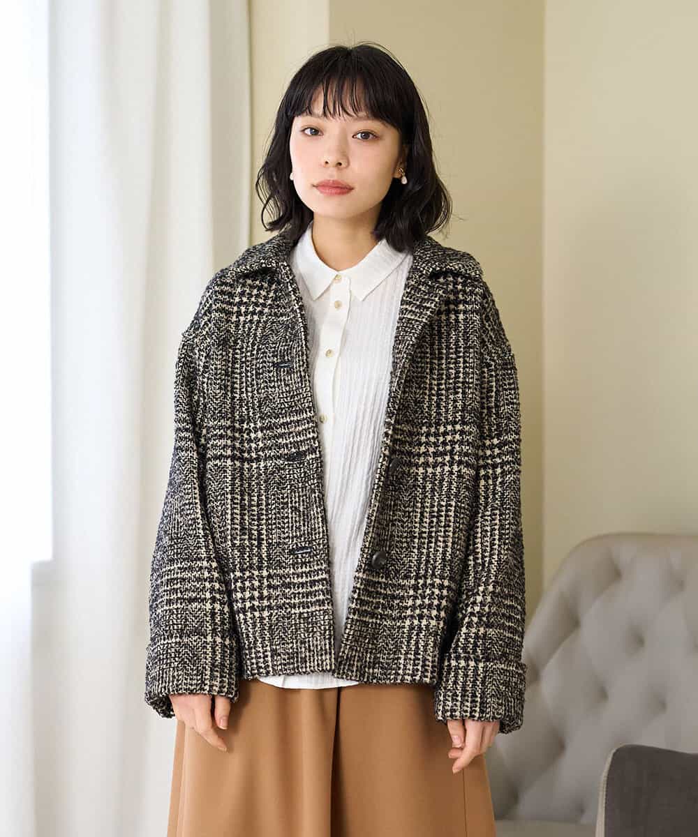 NHVAH36690 GIANNI LO GIUDICE(小さいサイズ) [日本製]グレンチェックツイードコート