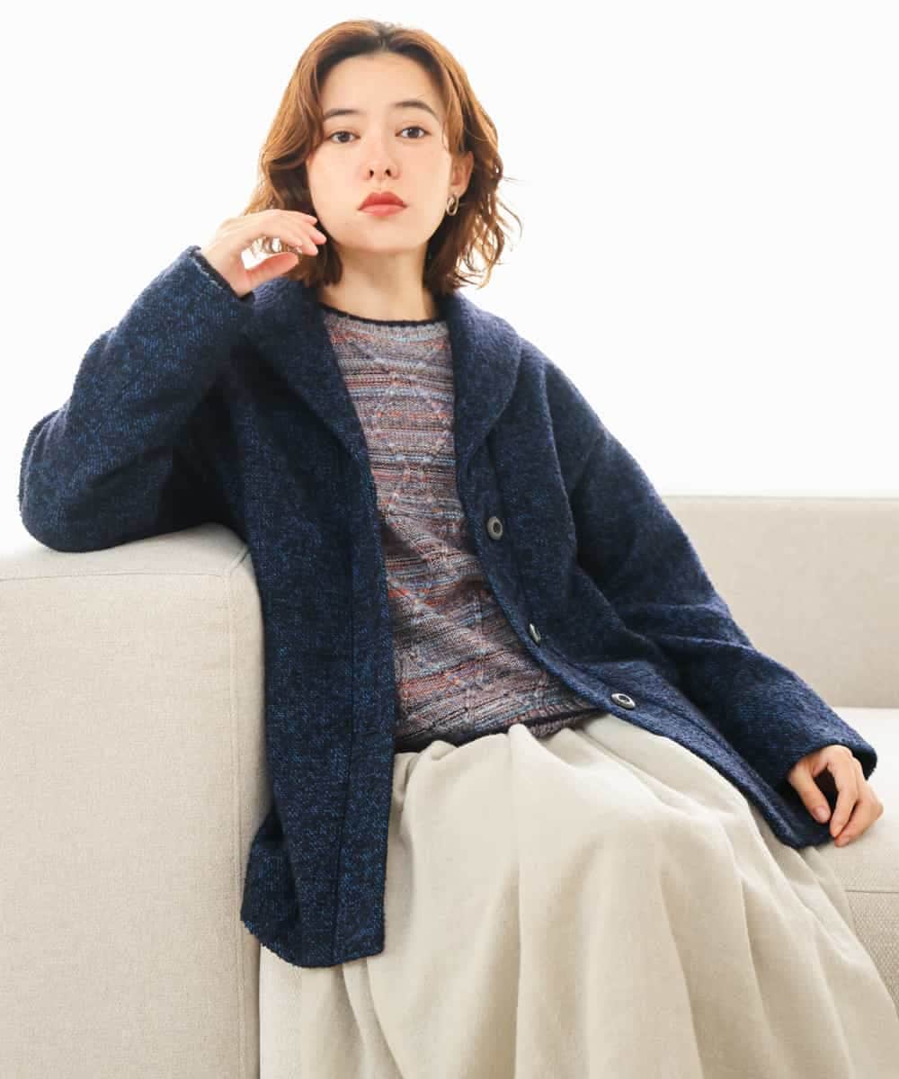 NHVAH45690 GIANNI LO GIUDICE(小さいサイズ)(メゾン ドゥ サンク) [日本製]シャンブレーネップループツイードコート グリーン