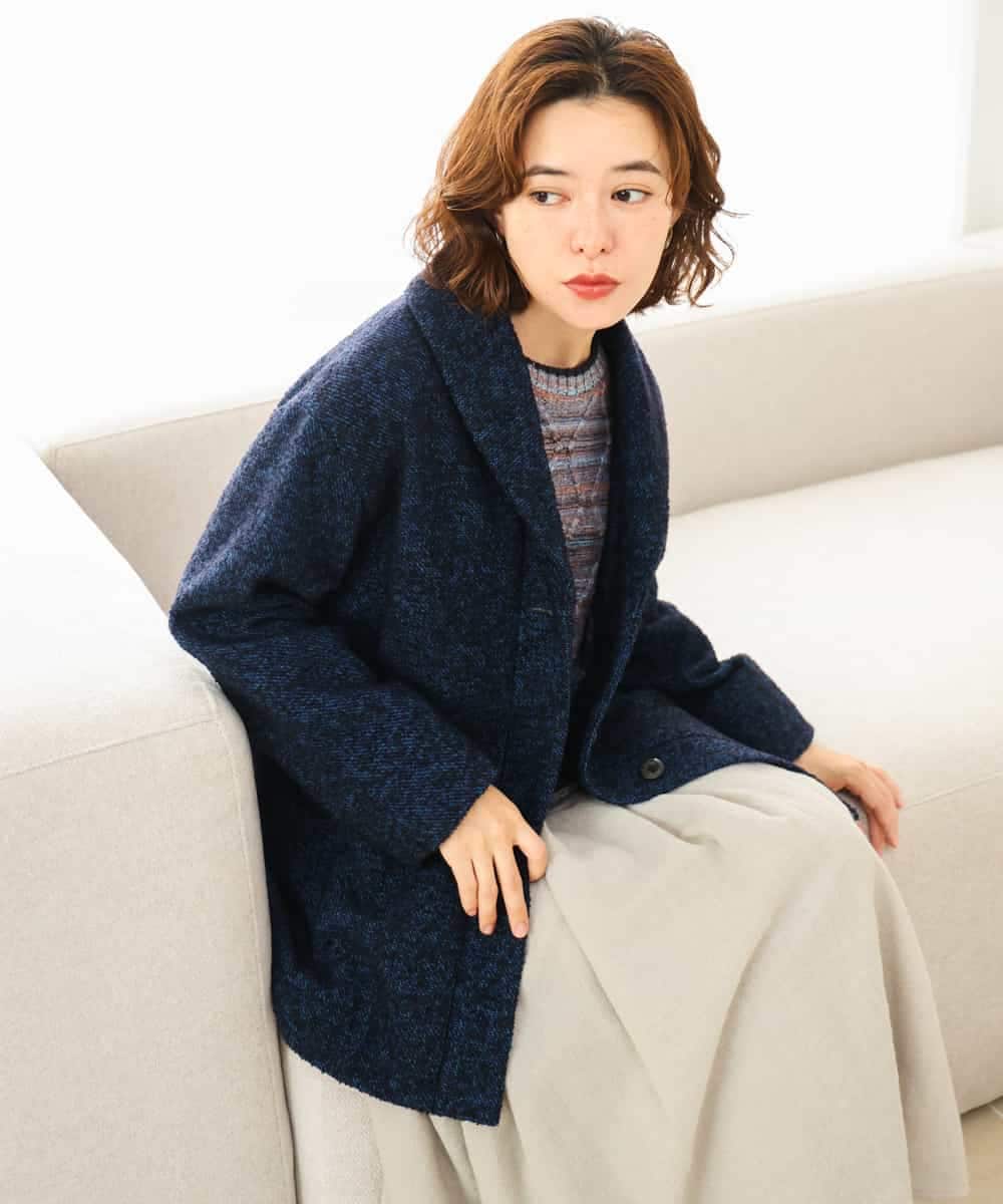 NHVAH45690 GIANNI LO GIUDICE(小さいサイズ)(メゾン ドゥ サンク) [日本製]シャンブレーネップループツイードコート グリーン