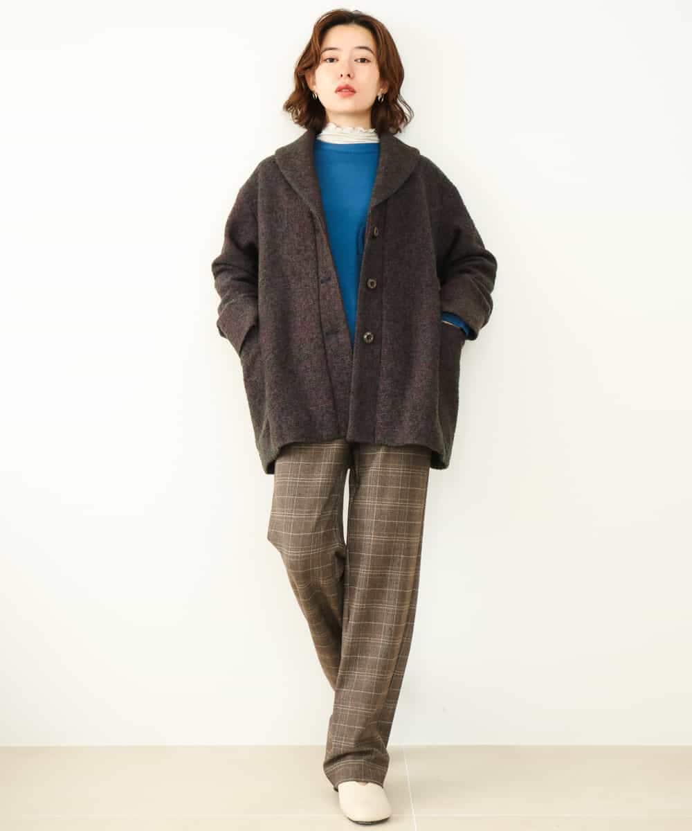 NHVAH45690 GIANNI LO GIUDICE(小さいサイズ)(メゾン ドゥ サンク) [日本製]シャンブレーネップループツイードコート グリーン