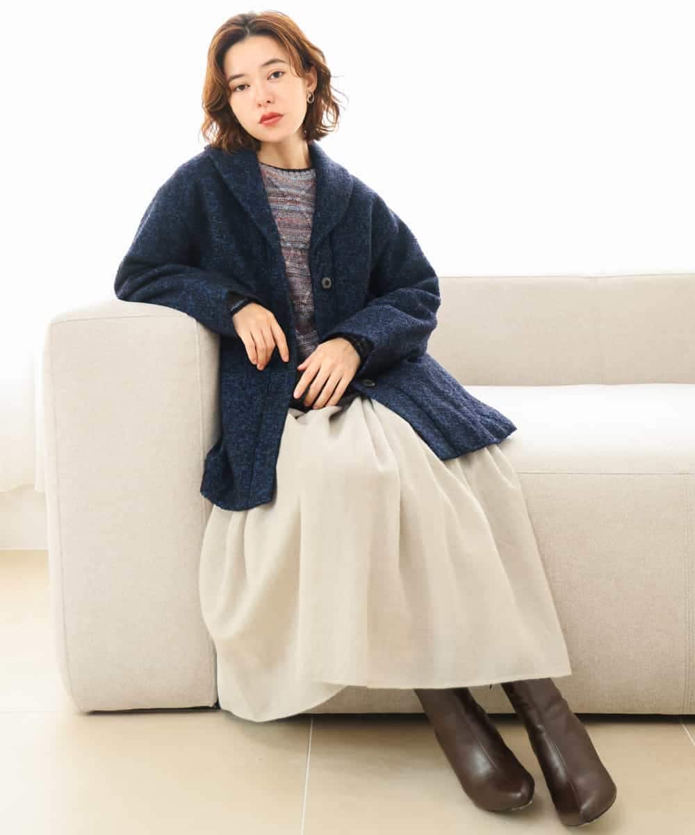 NHVAH45690 GIANNI LO GIUDICE(小さいサイズ)(メゾン ドゥ サンク) [日本製]シャンブレーネップループツイードコート グリーン