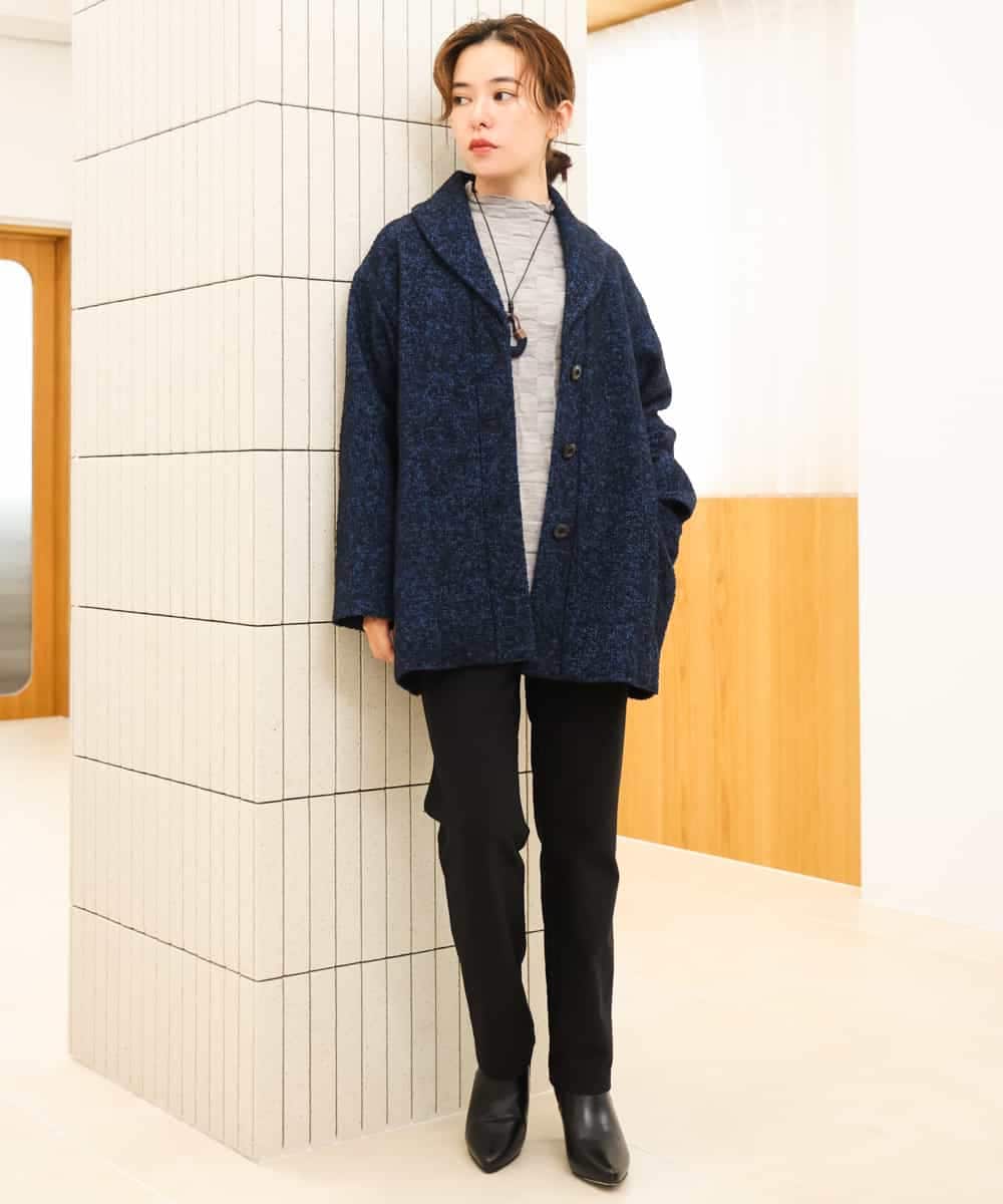 NHVAH45690 GIANNI LO GIUDICE(小さいサイズ)(メゾン ドゥ サンク) [日本製]シャンブレーネップループツイードコート グリーン