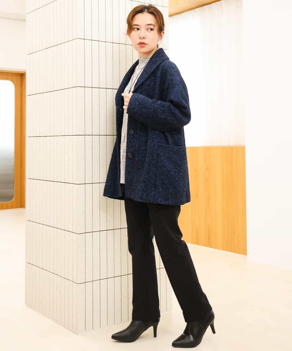 NHVAH45690 GIANNI LO GIUDICE(小さいサイズ)(メゾン ドゥ サンク) [日本製]シャンブレーネップループツイードコート グリーン