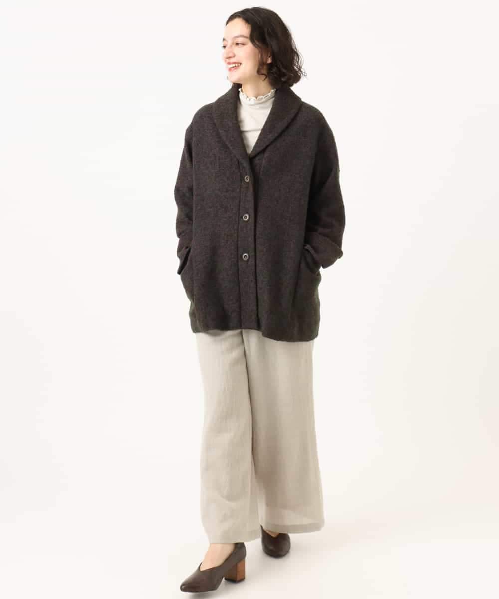 NHVAH45690 GIANNI LO GIUDICE(小さいサイズ)(メゾン ドゥ サンク) [日本製]シャンブレーネップループツイードコート グリーン