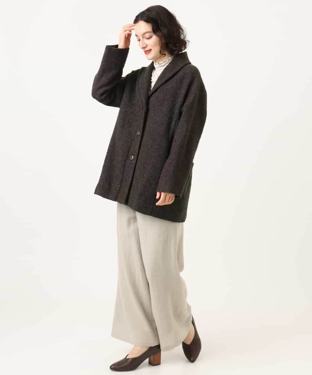 NHVAH45690 GIANNI LO GIUDICE(小さいサイズ)(メゾン ドゥ サンク) [日本製]シャンブレーネップループツイードコート グリーン