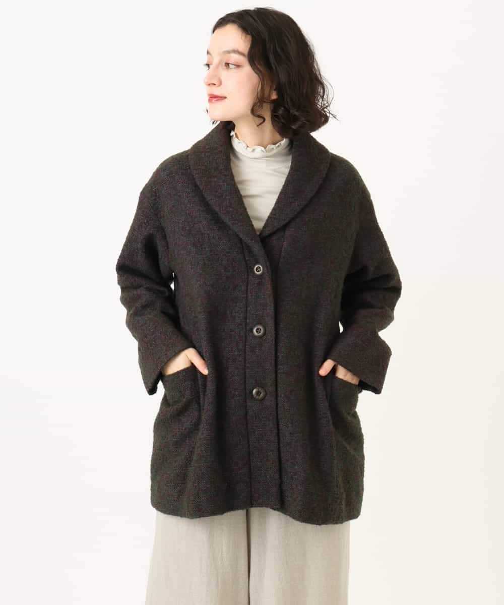 NHVAH45690 GIANNI LO GIUDICE(小さいサイズ)(メゾン ドゥ サンク) [日本製]シャンブレーネップループツイードコート グリーン
