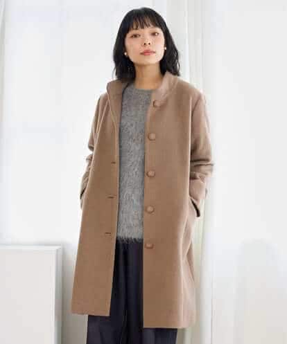 NHVAI88890 GIANNI LO GIUDICE(小さいサイズ) アンゴラ混ウールスタンドカラーコート