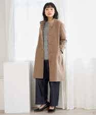 NHVAI88890 GIANNI LO GIUDICE(小さいサイズ)(メゾン ドゥ サンク) アンゴラ混ウールスタンドカラーコート ベージュ