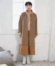 NHVAI88890 GIANNI LO GIUDICE(小さいサイズ)(メゾン ドゥ サンク) アンゴラ混ウールスタンドカラーコート ベージュ