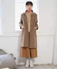 NHVAI88890 GIANNI LO GIUDICE(小さいサイズ)(メゾン ドゥ サンク) アンゴラ混ウールスタンドカラーコート ベージュ