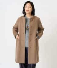 NHVAI88890 GIANNI LO GIUDICE(小さいサイズ)(メゾン ドゥ サンク) アンゴラ混ウールスタンドカラーコート ベージュ
