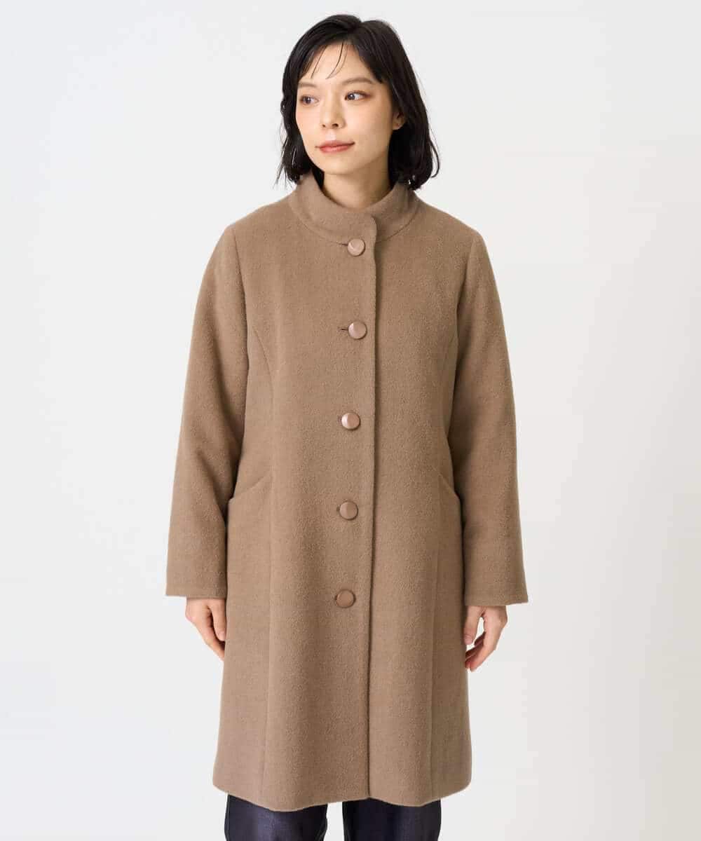 NHVAI88890 GIANNI LO GIUDICE(小さいサイズ)(メゾン ドゥ サンク) アンゴラ混ウールスタンドカラーコート ベージュ