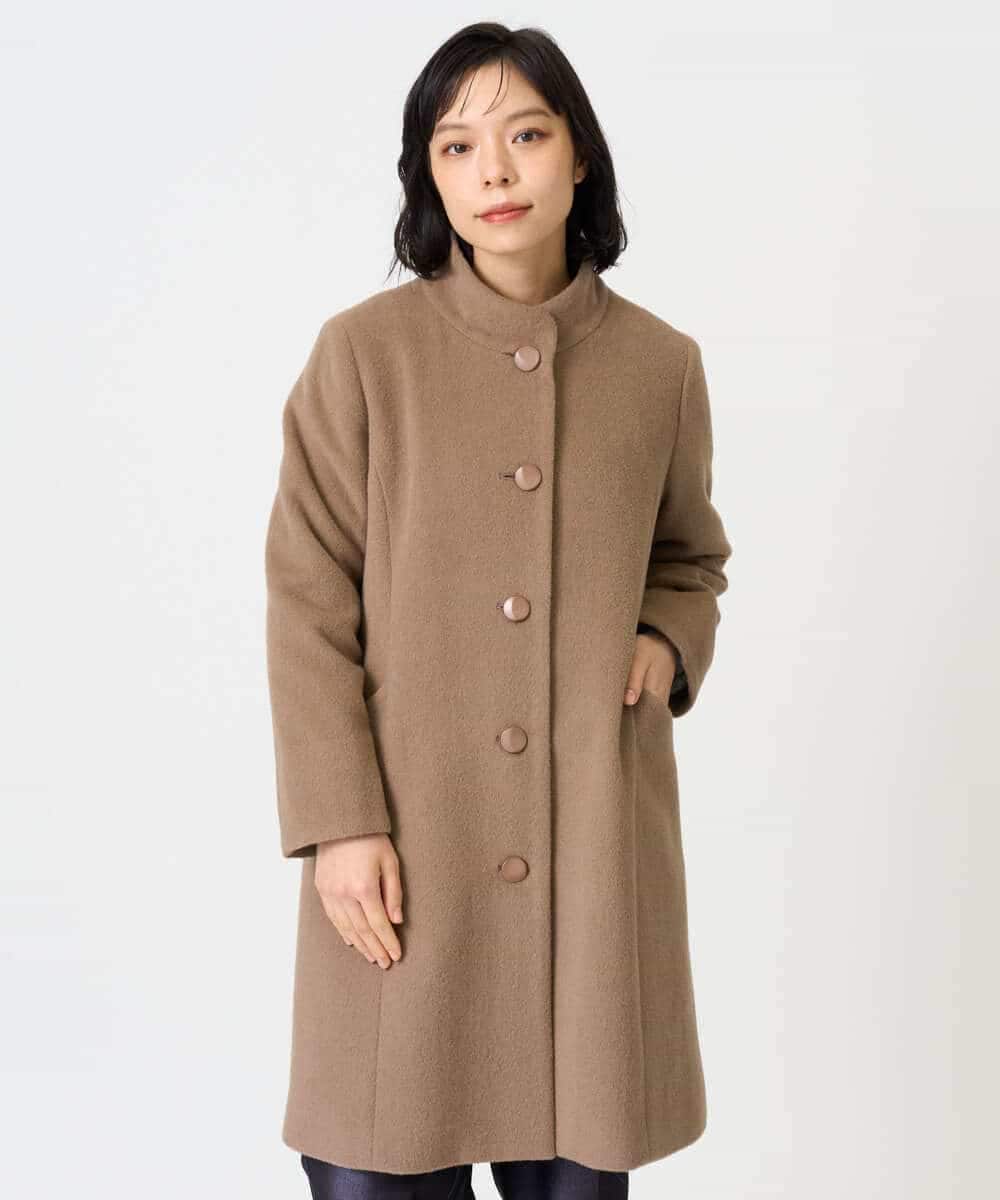 NHVAI88890 GIANNI LO GIUDICE(小さいサイズ)(メゾン ドゥ サンク) アンゴラ混ウールスタンドカラーコート ベージュ