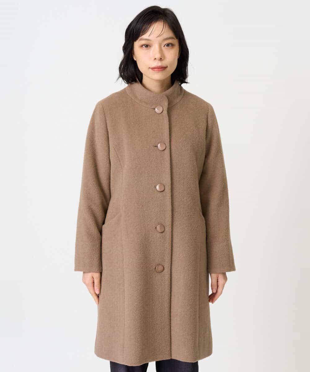 NHVAI88890 GIANNI LO GIUDICE(小さいサイズ)(メゾン ドゥ サンク) アンゴラ混ウールスタンドカラーコート ベージュ