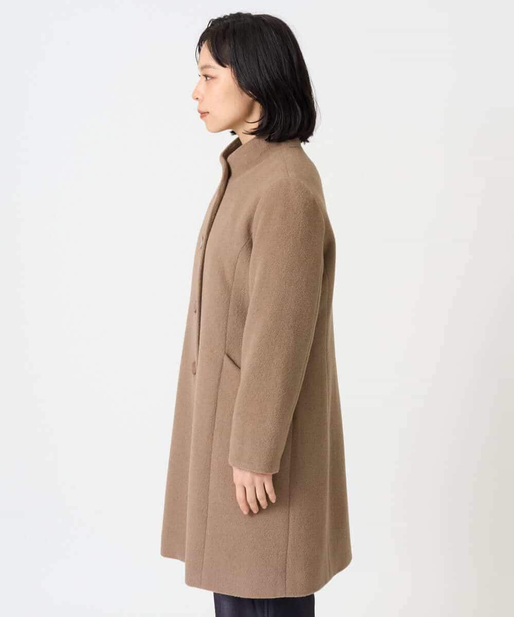 NHVAI88890 GIANNI LO GIUDICE(小さいサイズ)(メゾン ドゥ サンク) アンゴラ混ウールスタンドカラーコート ベージュ