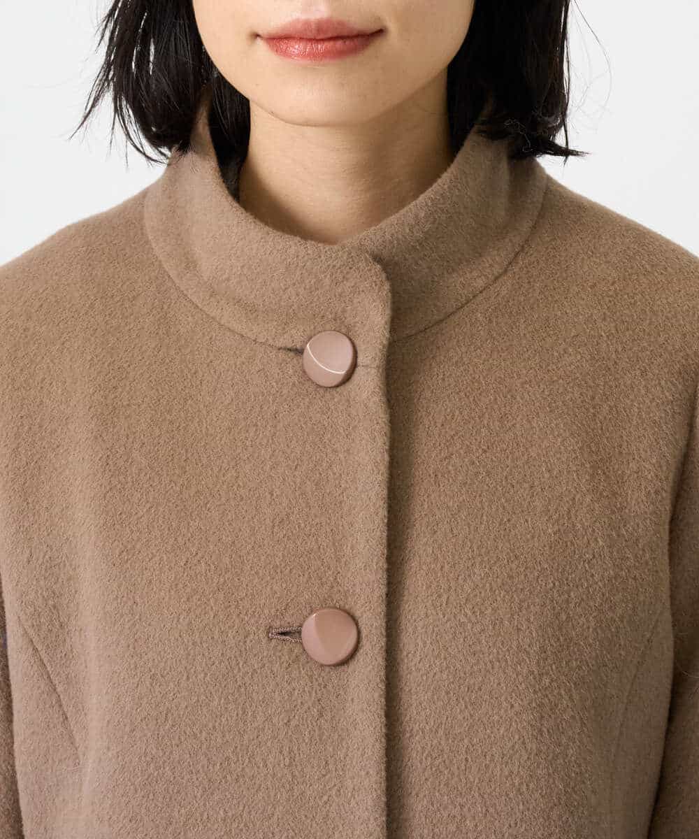 NHVAI88890 GIANNI LO GIUDICE(小さいサイズ)(メゾン ドゥ サンク) アンゴラ混ウールスタンドカラーコート ベージュ