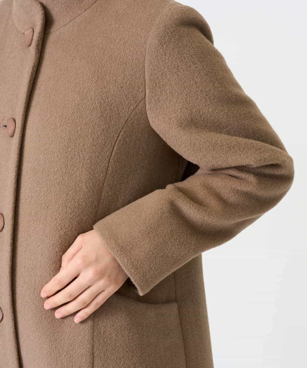 NHVAI88890 GIANNI LO GIUDICE(小さいサイズ)(メゾン ドゥ サンク) アンゴラ混ウールスタンドカラーコート ベージュ