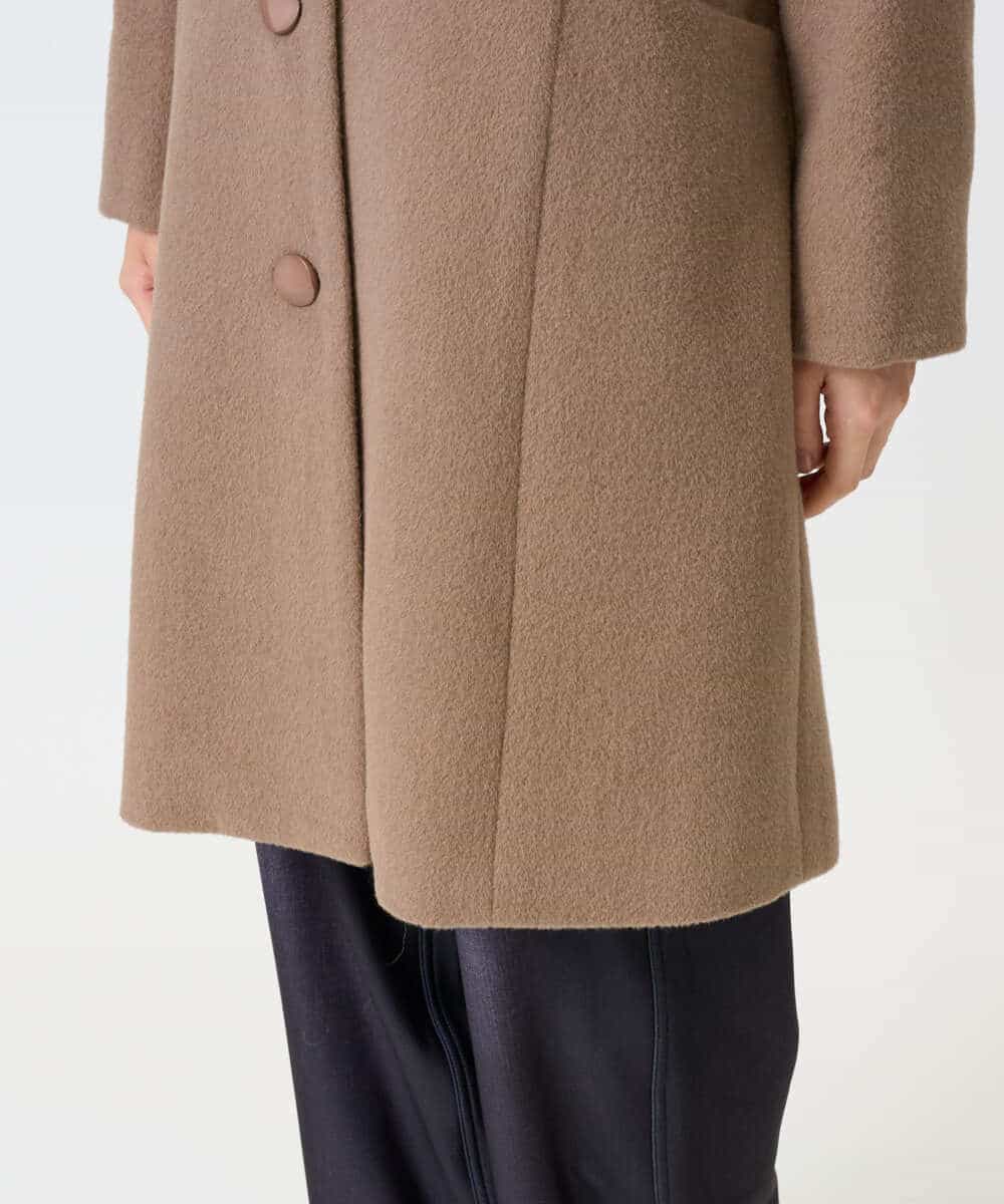 NHVAI88890 GIANNI LO GIUDICE(小さいサイズ)(メゾン ドゥ サンク) アンゴラ混ウールスタンドカラーコート ベージュ